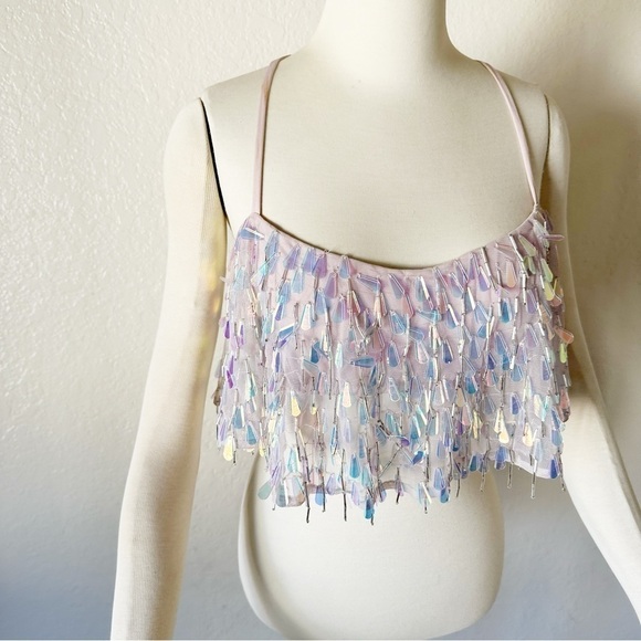 Majorelle Mallory Embellished Crop Top in Silver size S - Picture 4 of 8